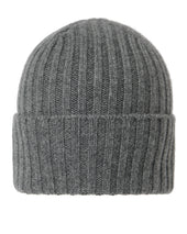 Unisex Chunky Ribbed Cashmere Hat Elephant Grey