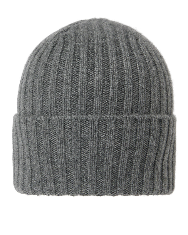 Unisex Chunky Ribbed Cashmere Hat Elephant Grey