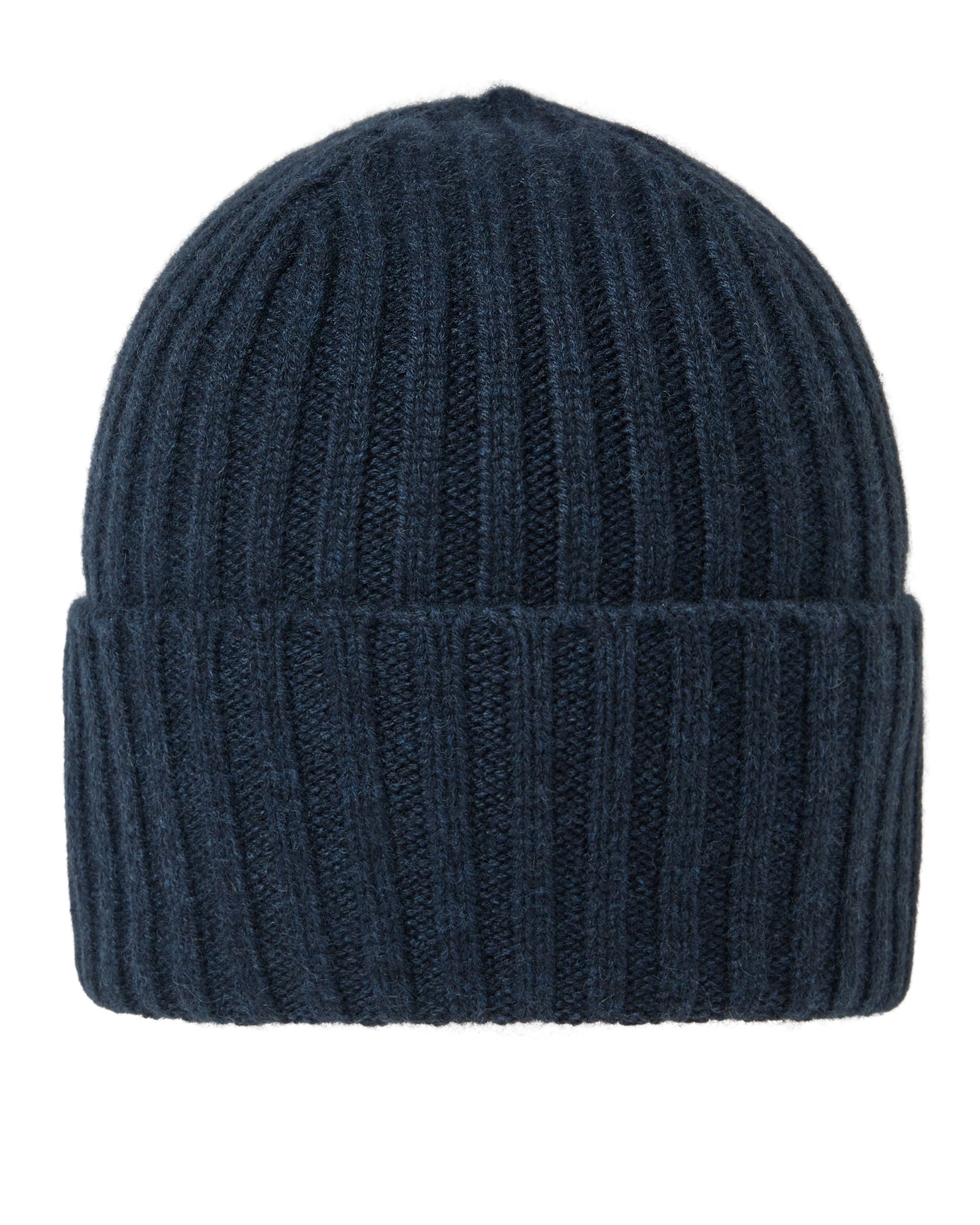 Unisex Chunky Ribbed Cashmere Hat Indigo Blue