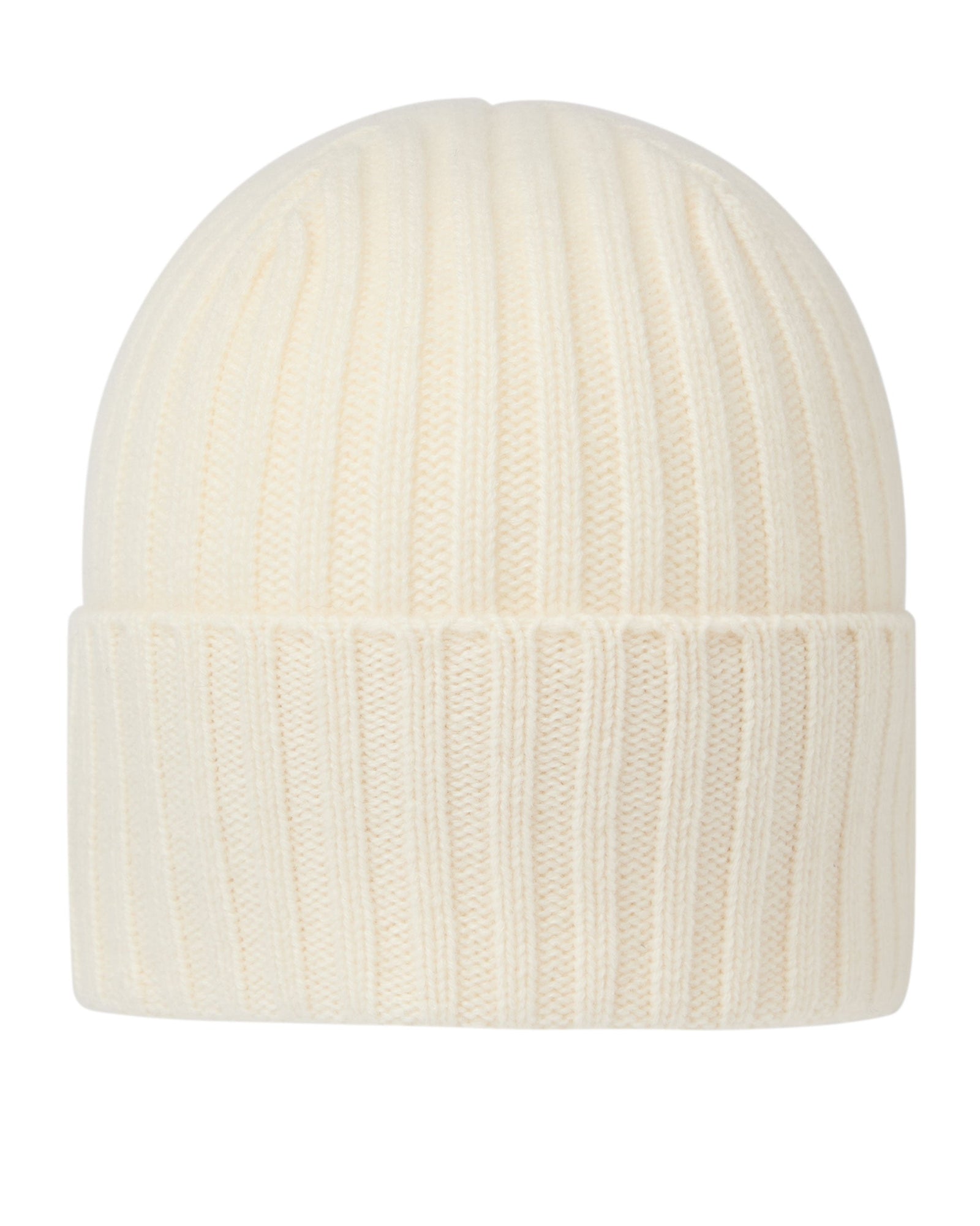 Unisex Chunky Ribbed Cashmere Hat New White