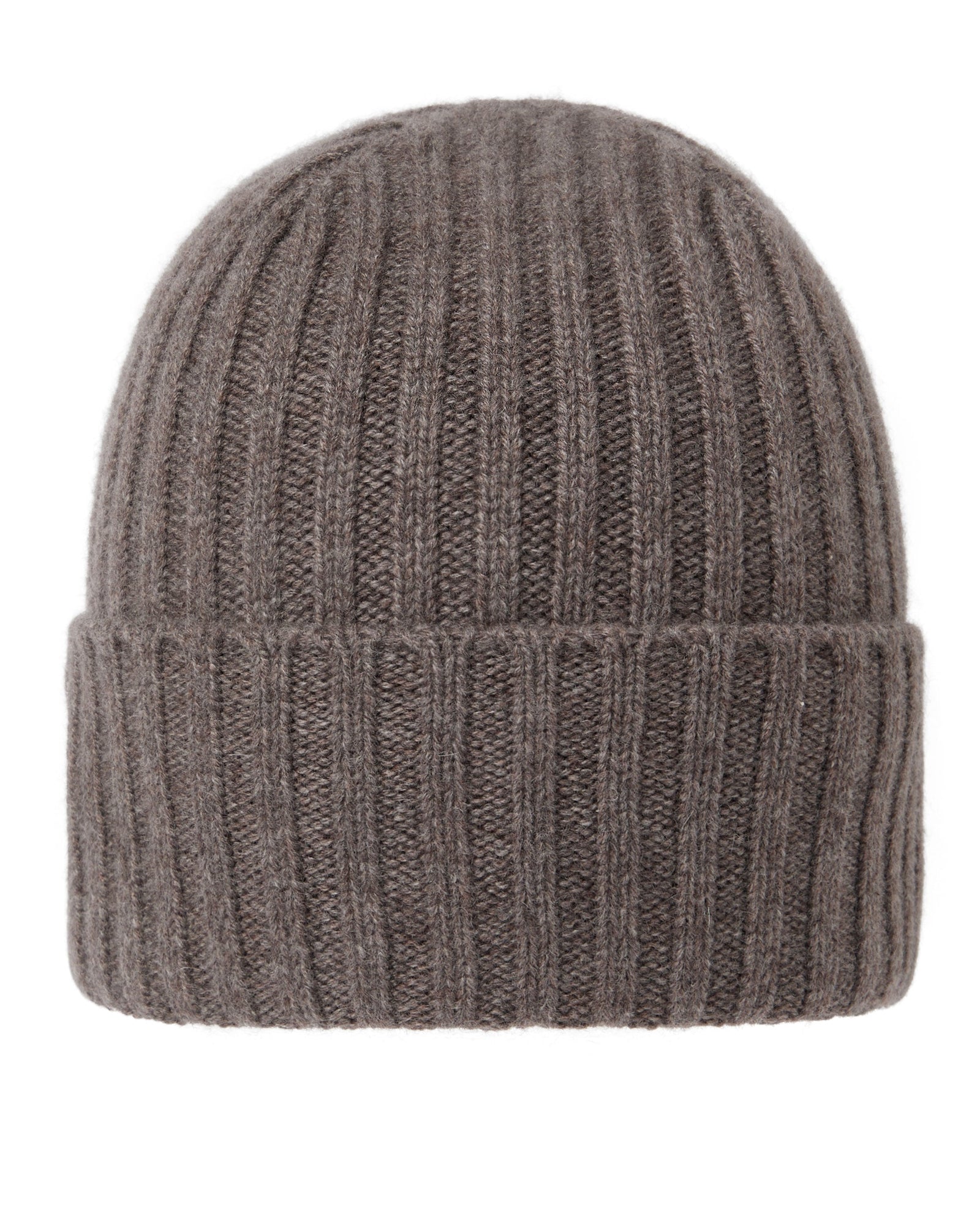 Unisex Chunky Ribbed Cashmere Hat Otter Brown