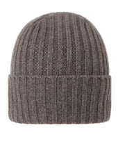 Unisex Chunky Ribbed Cashmere Hat Otter Brown