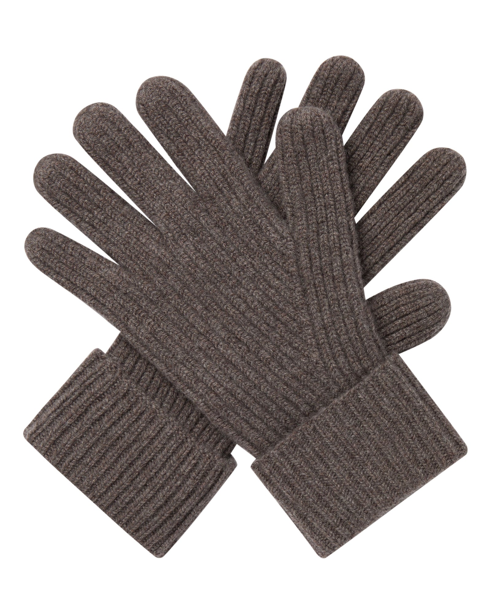 Men's Ribbed Cashmere Gloves Otter Brown