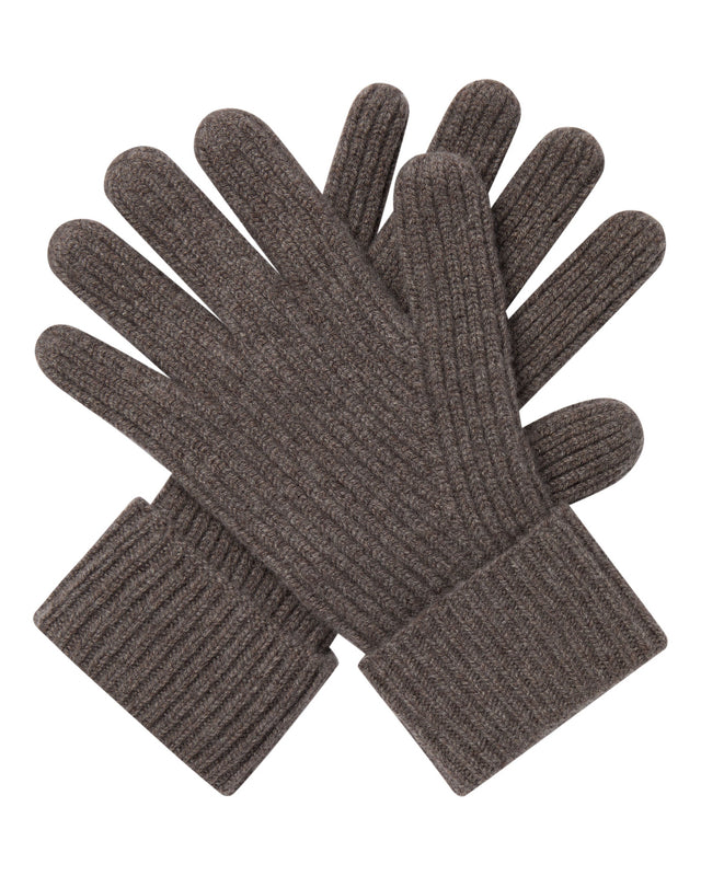 Men's Ribbed Cashmere Gloves Otter Brown