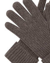 Men's Ribbed Cashmere Gloves Otter Brown