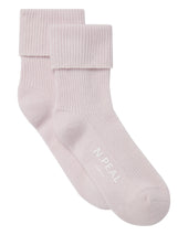 Unisex Cashmere Rib Bed Socks Chalk Pink