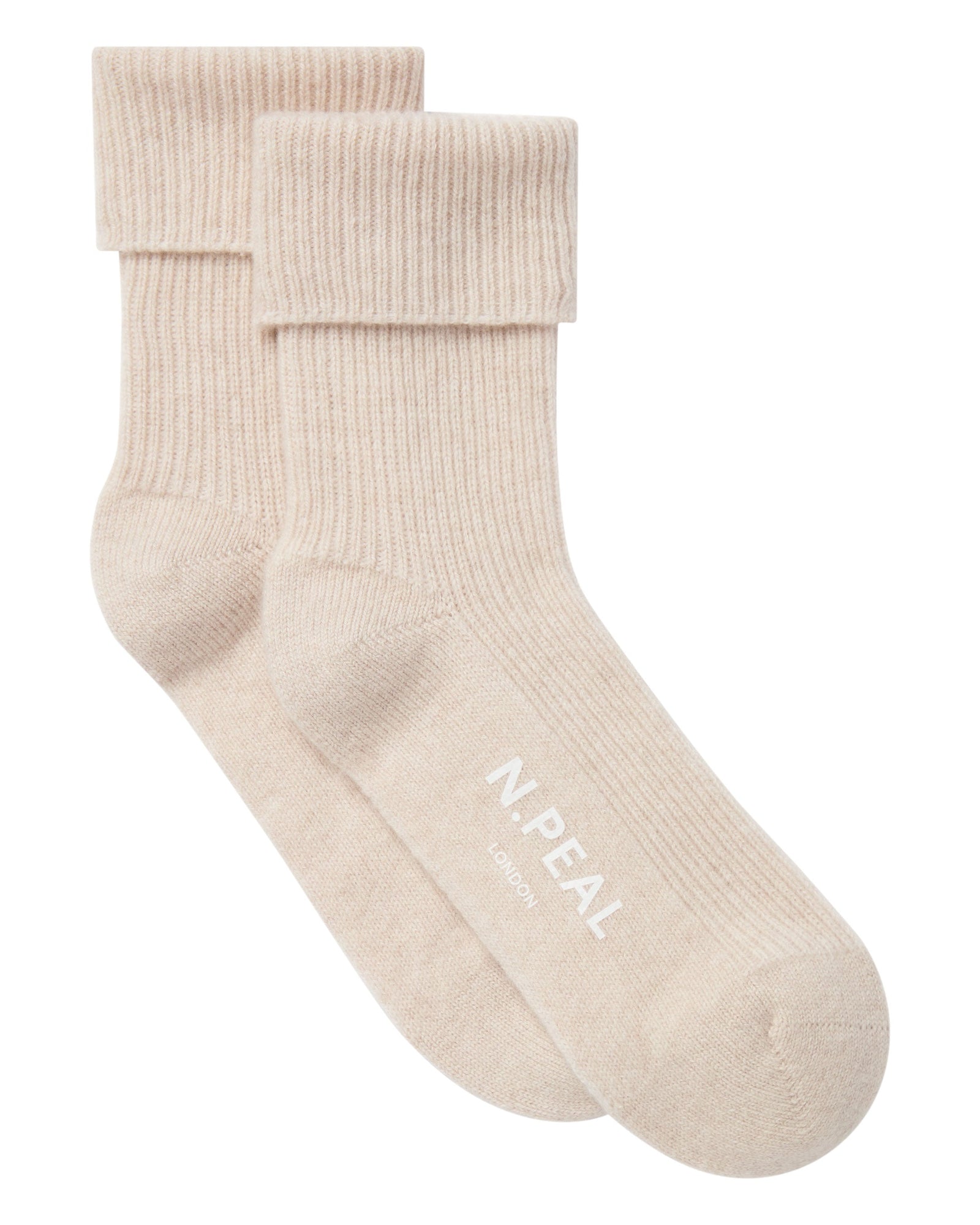 Unisex Cashmere Rib Bed Socks White