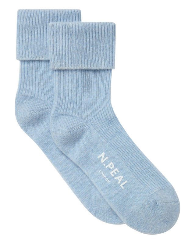 Unisex Cashmere Rib Bed Socks Sea Mist Blue