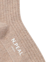 Men's Rib Cashmere House Socks Oatmeal Brown
