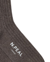 Men's Rib Cashmere House Socks Otter Brown
