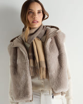 Unisex Cashmere Check Scarf Brown + Camel