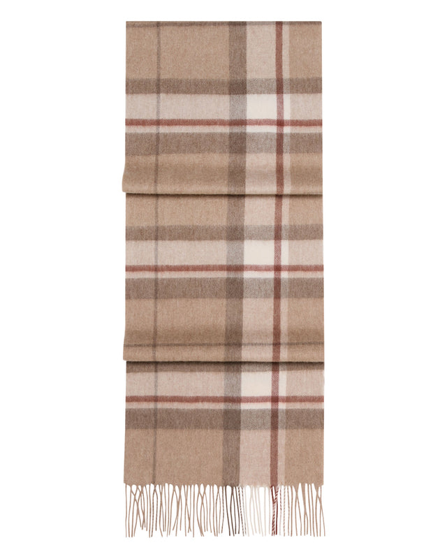 Unisex Cashmere Check Scarf Camel + Sand