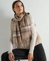 Unisex Cashmere Check Scarf Sand