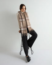 Unisex Cashmere Check Scarf Sand