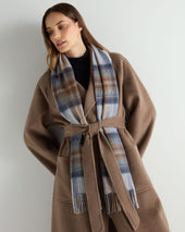 Unisex Cashmere Check Scarf Navy
