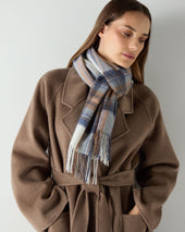 Unisex Cashmere Check Scarf Navy