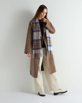 Unisex Cashmere Check Scarf Navy