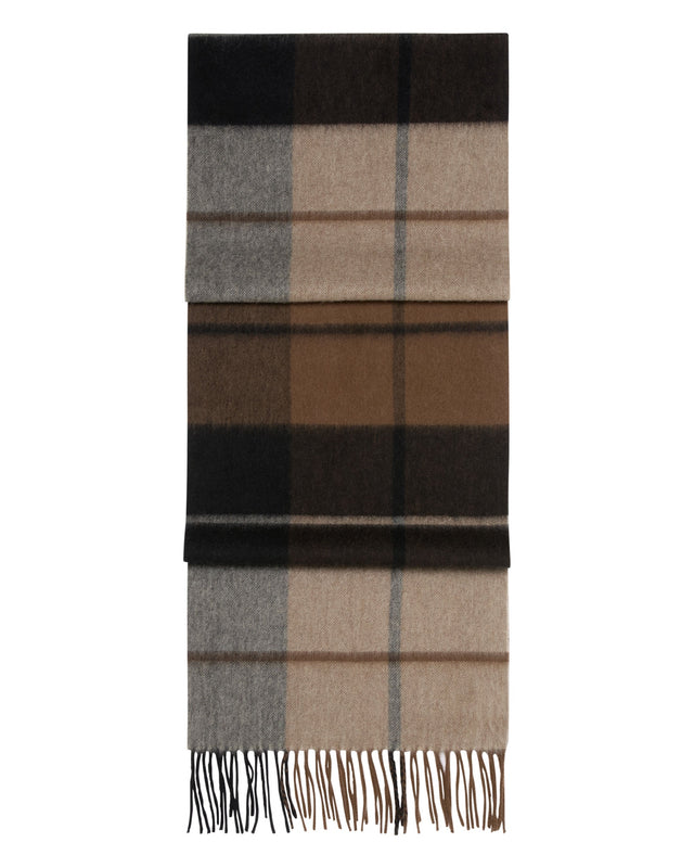 Unisex Cashmere Check Scarf Dark Brown Check