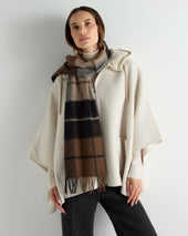 Unisex Cashmere Check Scarf Dark Brown Check