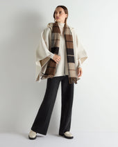 Unisex Cashmere Check Scarf Dark Brown Check