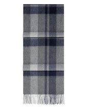 Unisex Cashmere Check Scarf Grey + Navy
