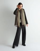 Unisex Cashmere Check Scarf Green