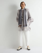Unisex Cashmere Check Scarf Grey + Brown