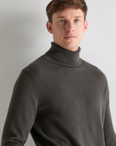 Men's Trafalgar Roll Neck Cashmere Jumper Arabica Khaki Green