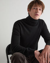 Men's Trafalgar Roll Neck Cashmere Jumper Black