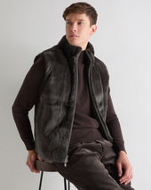 Men's Vermont Fur Lined Gilet Arabica Khaki Green