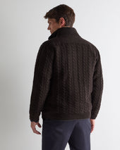 Men's Aspen Cashmere Cable Fur Cardigan Chocolate Brown