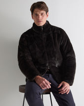 Men's Aspen Cashmere Cable Fur Cardigan Chocolate Brown