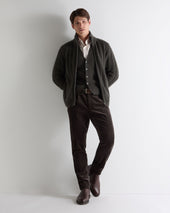 Men's Richmond Cable Cashmere Cardigan Arabica Khaki Green