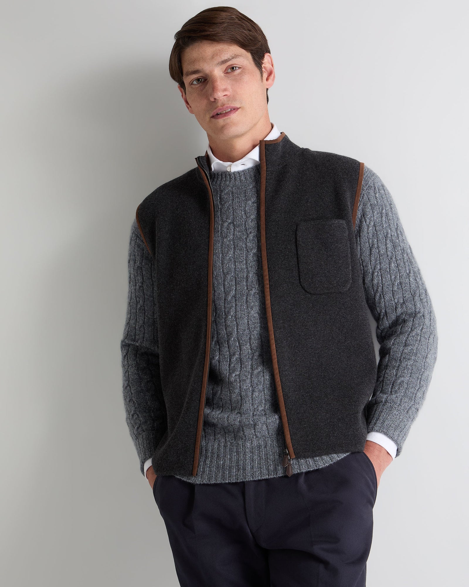 Men S Shaftesbury Cashmere Gilet Deep Grey