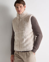 Men S Dolomiti Cable Fur Gilet Ash Grey Marl