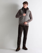 Men's Dolomiti Cable Fur Gilet Soft Truffle Brown Marl