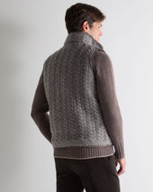 Men's Dolomiti Cable Fur Gilet Soft Truffle Brown Marl
