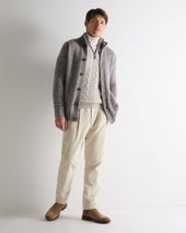Men's Fur Trim Half Zip Cashmere Jumper Nougat Brown Marl