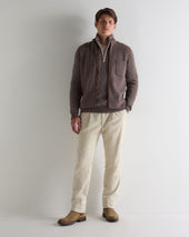 Men's Fur Trim Half Zip Cashmere Jumper Otter Brown