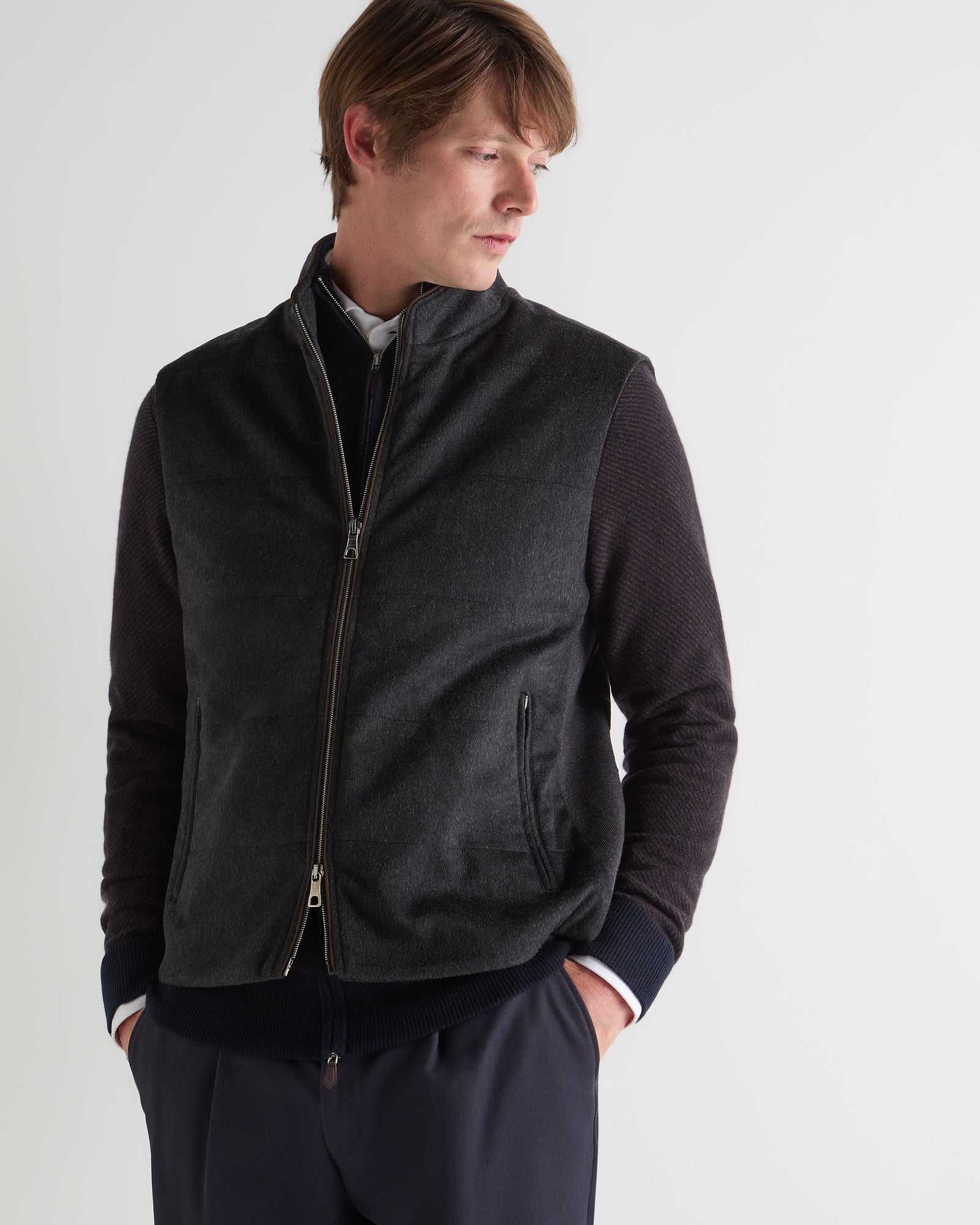 Men S Belgravia Cashmere Gilet Dark Grey