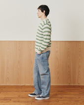Stripe Linen Silk Crewneck
