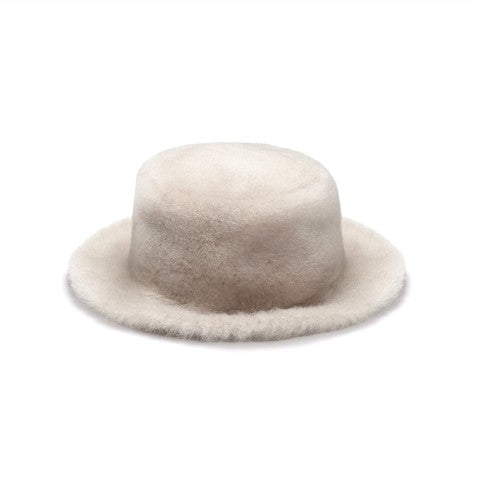 Beige Fur Bucket Hat