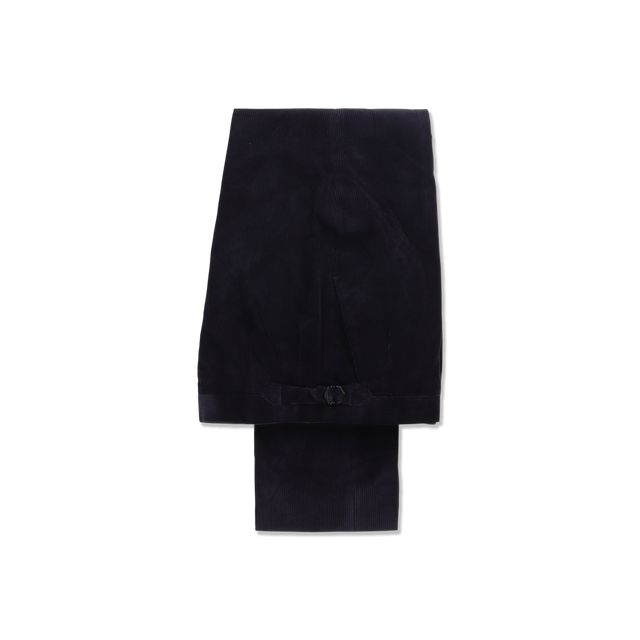 Flat Front Trouser in Navy Cashmere Mix Corduroy