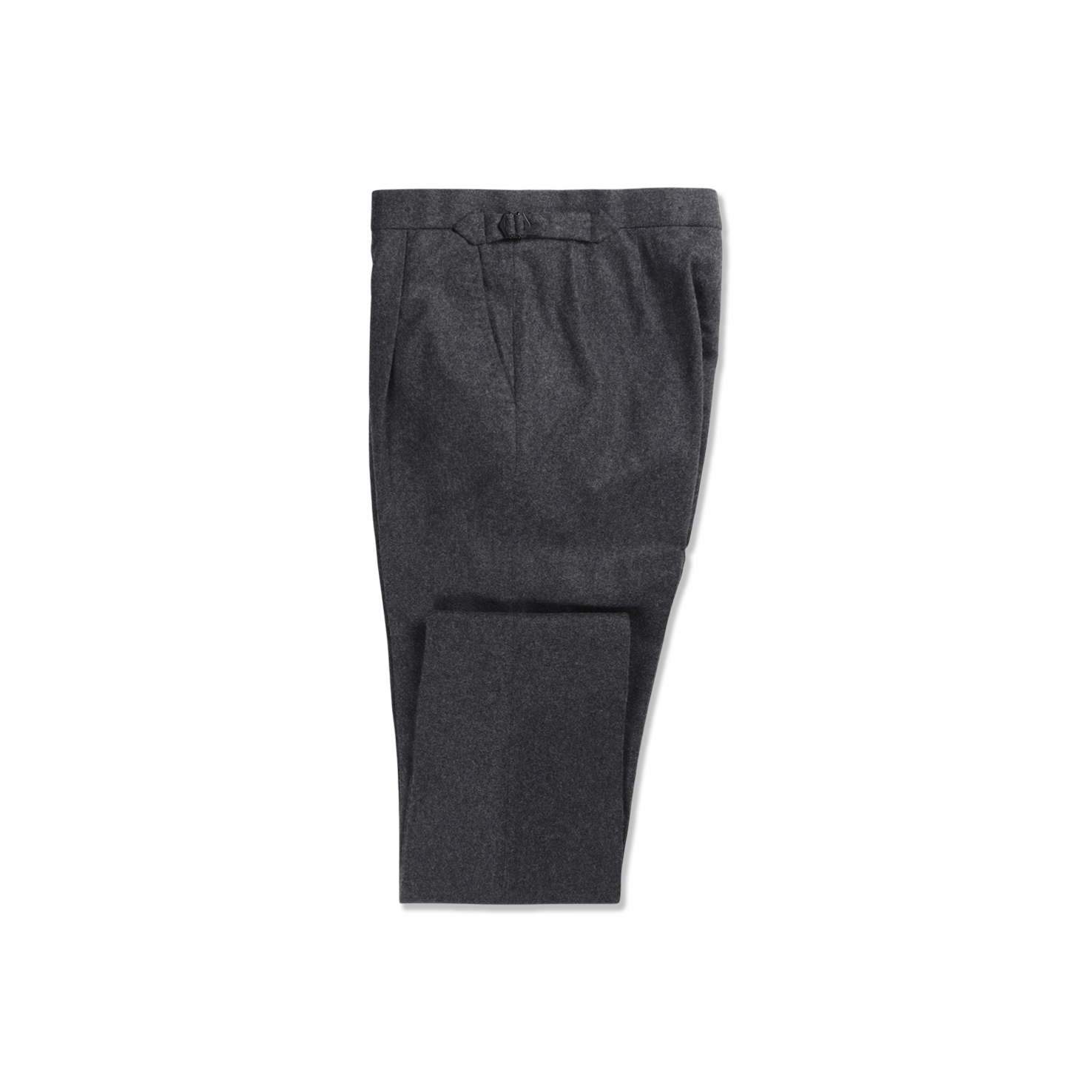Pleat Front Trouser In Grey Flannel