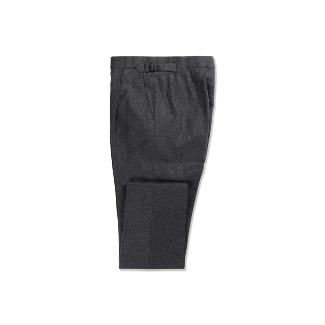 Pleat Front Trouser in Charcoal Grey Flannel