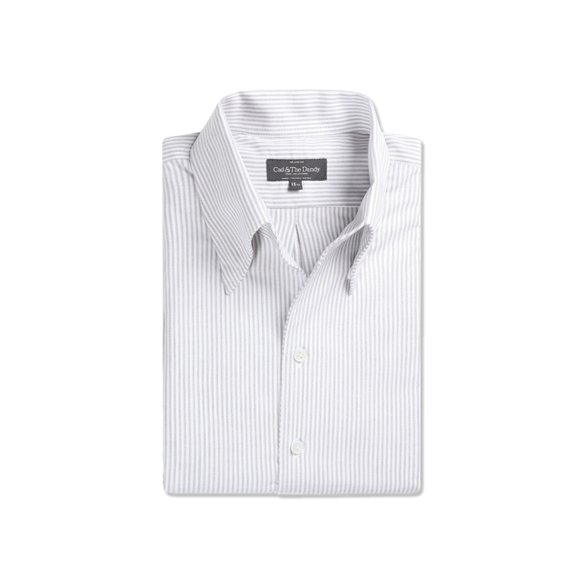 One Piece Collar Shirt in Green Stripe Oxford