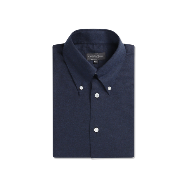 Button Down Shirt in Mid Blue Flannel