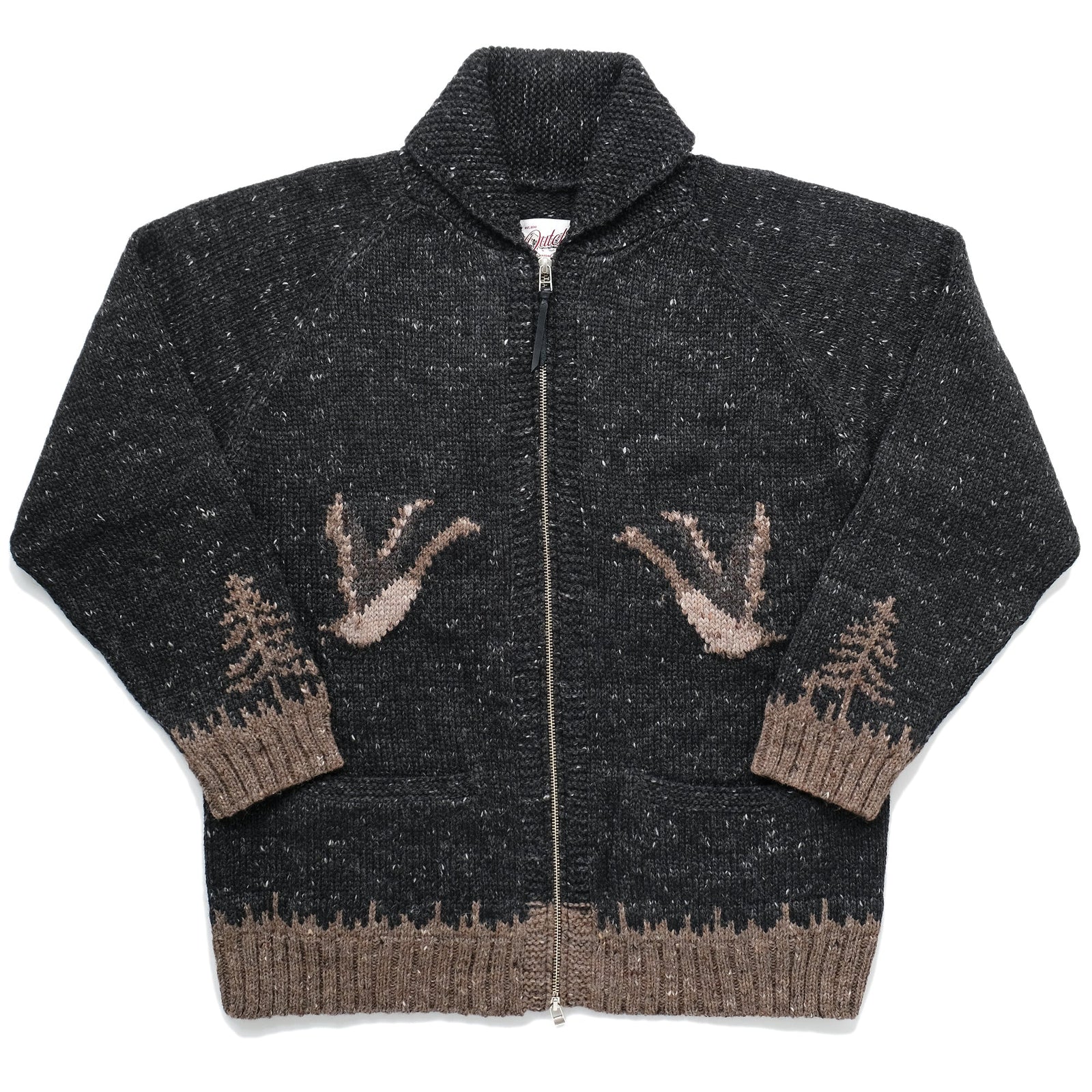 Midnight Goose Motif Zip Cardigan