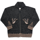 Midnight Goose Motif Zip Cardigan
