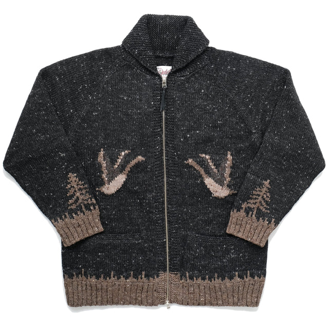 Midnight Goose Motif Zip Cardigan